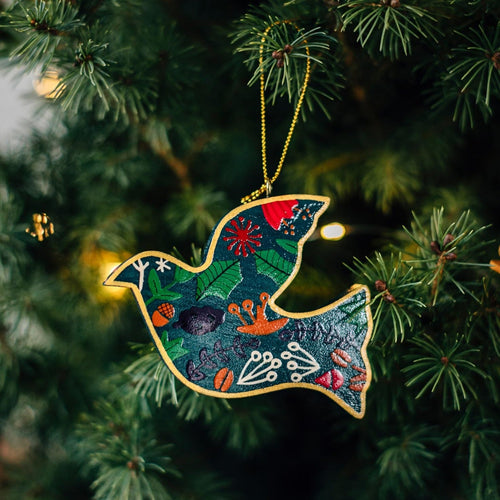 Flowered Dove Ornament