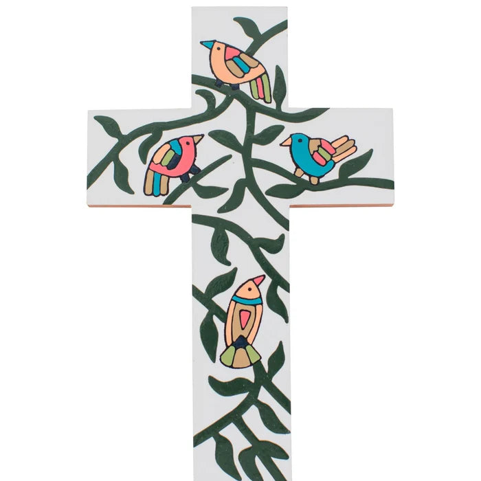 Hanging Birdsong Painted Cross