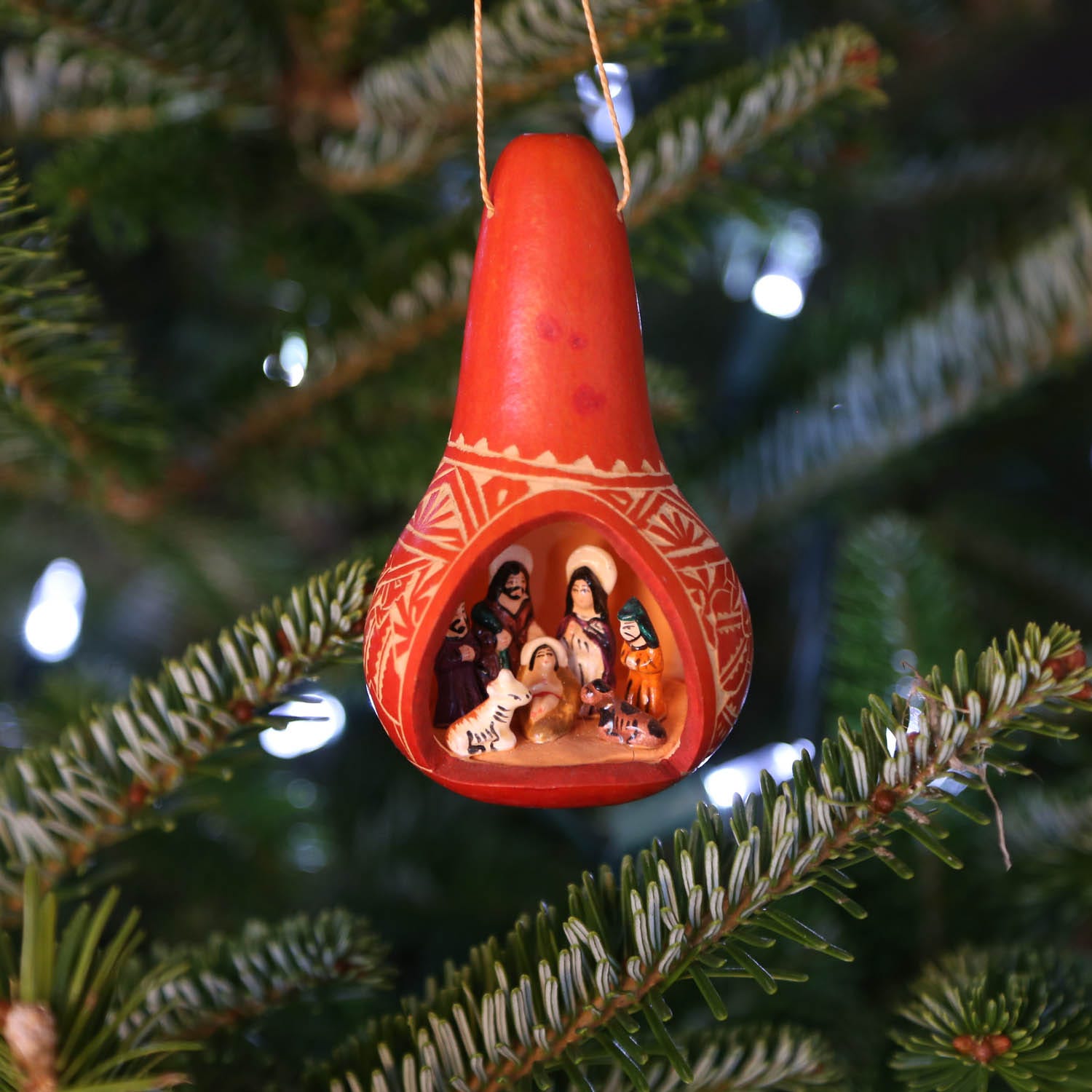 Nativity Gourd Ornament